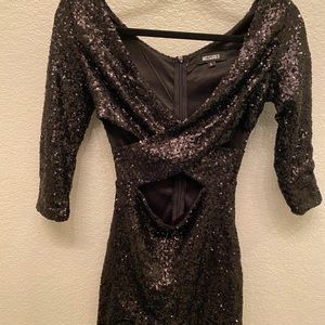 missguided sequin black party long sleeve dress